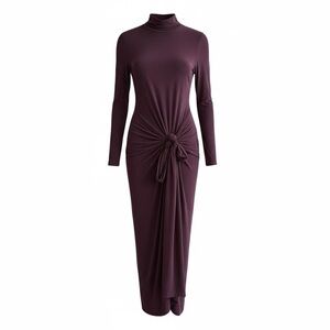 Elegant Plum Long Sleeve Dress